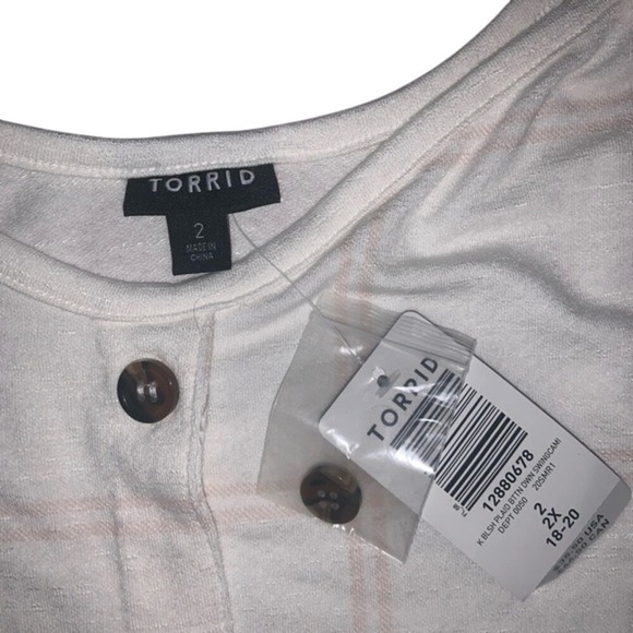 Torrid 2X White Plaid Button Front Sleeveless Tank Top Plus Size - Picture 3 of 3
